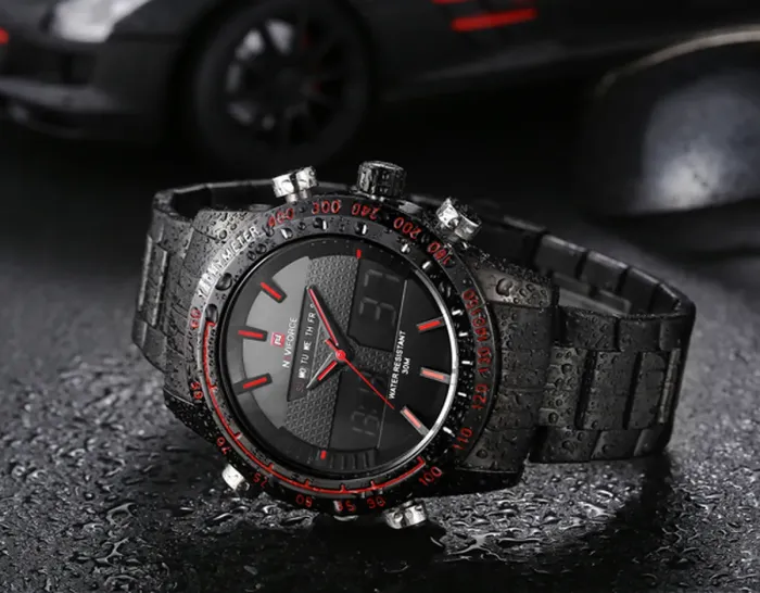 Чоловічий спортивний кварцовий годинник Naviforce Army Black NF9024 - зображення 9