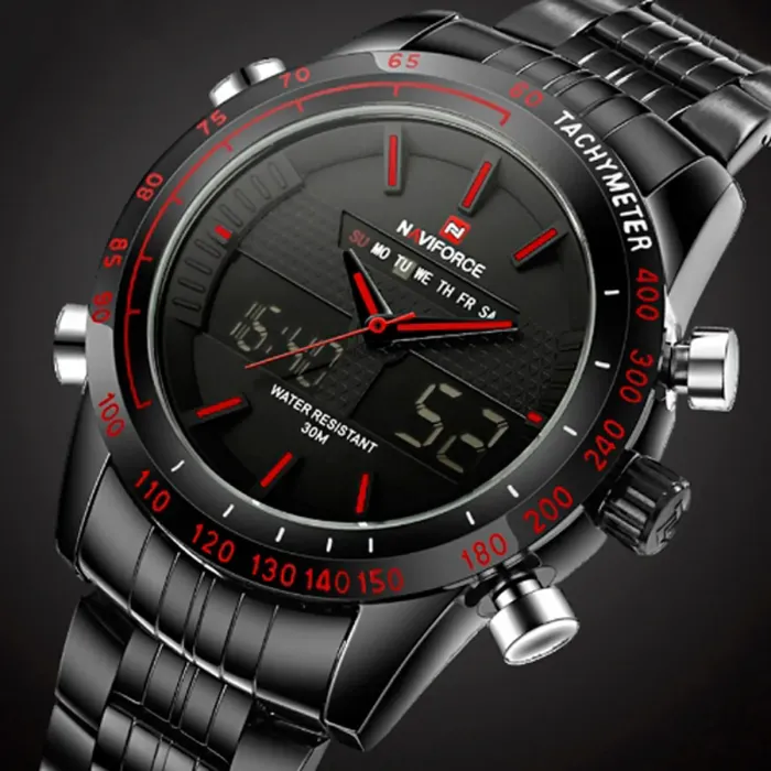 Чоловічий спортивний кварцовий годинник Naviforce Army Black NF9024 - зображення 3