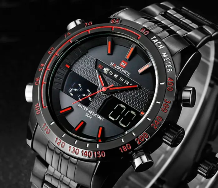 Чоловічий спортивний кварцовий годинник Naviforce Army Black NF9024 - зображення 4