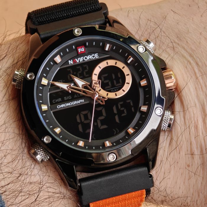 Чоловічий спортивний тактичний годинник Naviforce Pride Orange, 2 ремінці - зображення 6