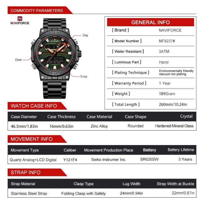 Чоловічий спортивний тактичний годинник Naviforce Brutal - зображення 7