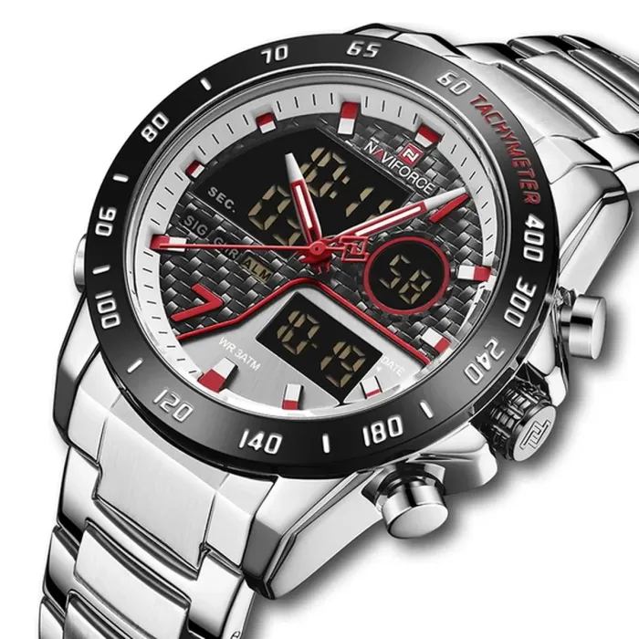 Чоловічий спортивний тактичний годинник Naviforce Dnipro Silver - зображення 1
