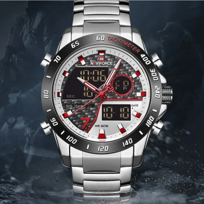 Чоловічий спортивний тактичний годинник Naviforce Dnipro Silver - зображення 3