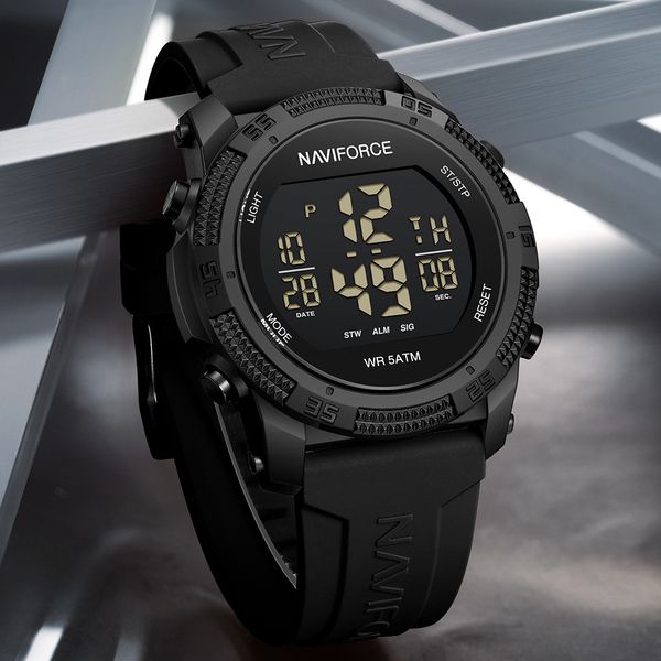 Чоловічий водостійкий спортивний тактичний годинник Naviforce Europe Black Paracord, 2 ремінці - изображение 6