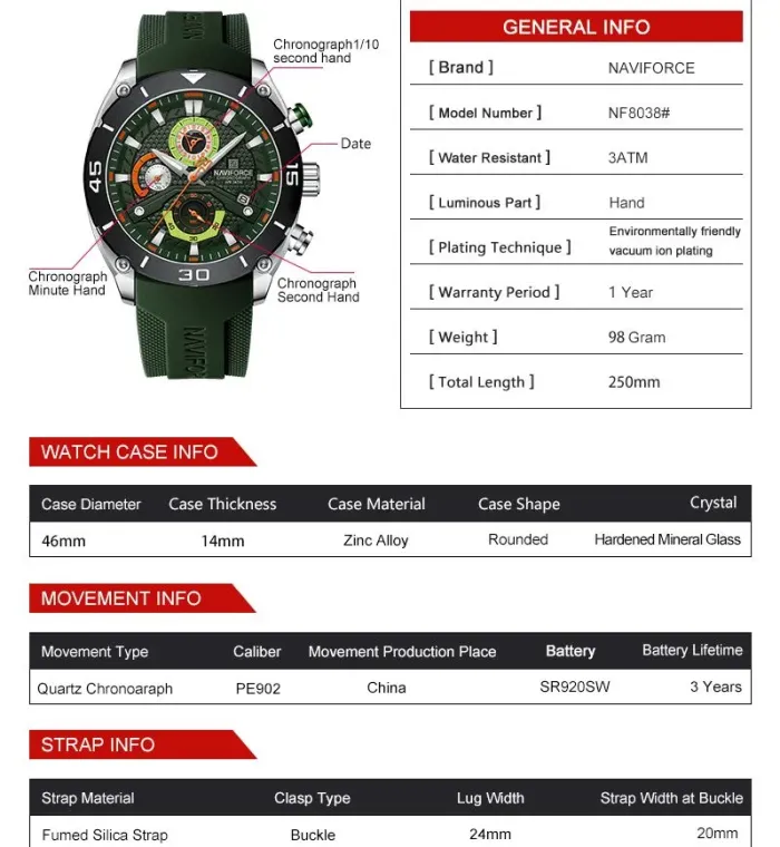 Чоловічий годинник Naviforce Faster - зображення 7