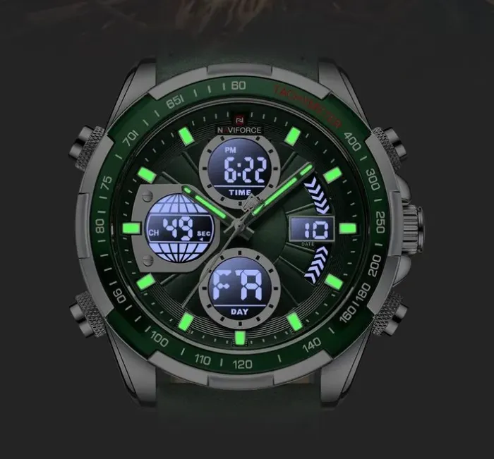 Чоловічий спортивний тактичний годинник Naviforce Fly Army Hook Green, 2 ремінці - зображення 5