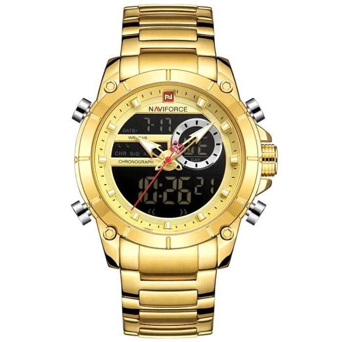 Чоловічий спортивний тактичний годинник Naviforce Jazz Gold - зображення 2