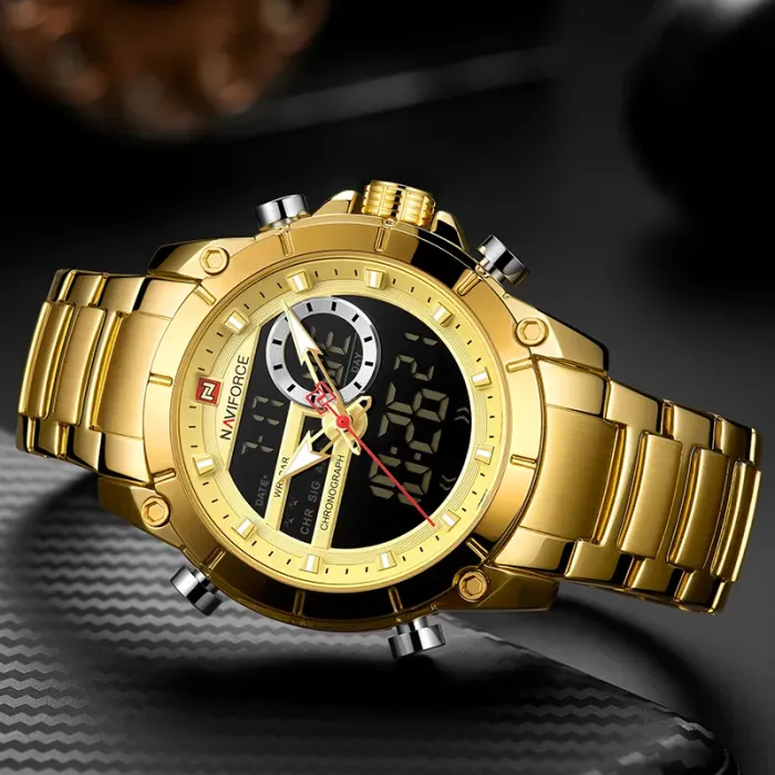 Чоловічий спортивний тактичний годинник Naviforce Jazz Gold - зображення 5