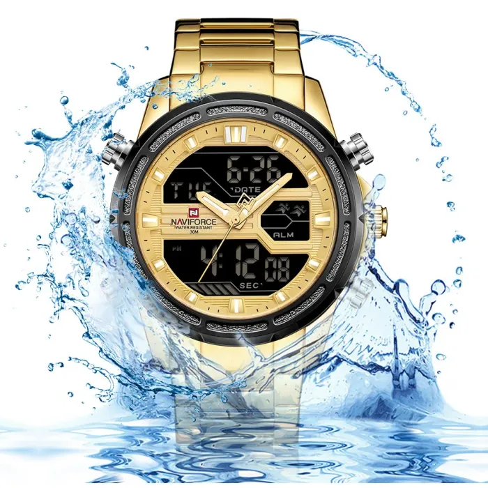 Чоловічий спортивний тактичний годинник Naviforce Jazz Gold - зображення 7