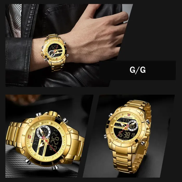 Чоловічий спортивний тактичний годинник Naviforce Jazz Gold - зображення 10