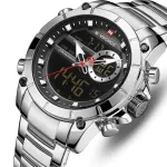 Чоловічий спортивний тактичний годинник Naviforce Jazz Silver