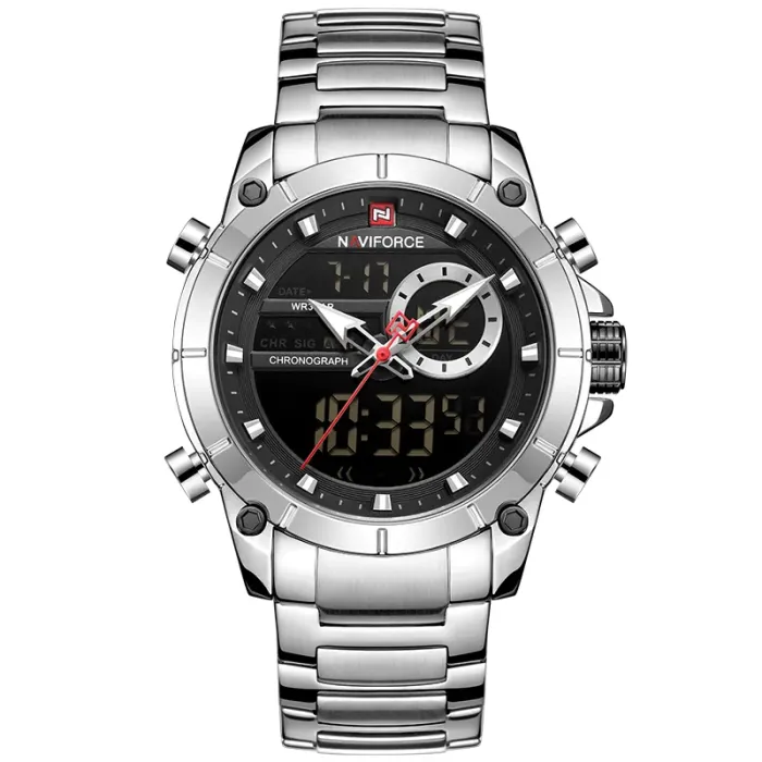 Чоловічий спортивний тактичний годинник Naviforce Jazz Silver - зображення 2