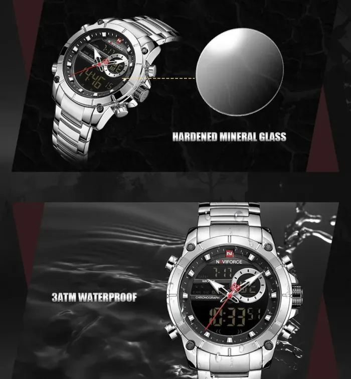 Чоловічий спортивний тактичний годинник Naviforce Jazz Silver - зображення 8