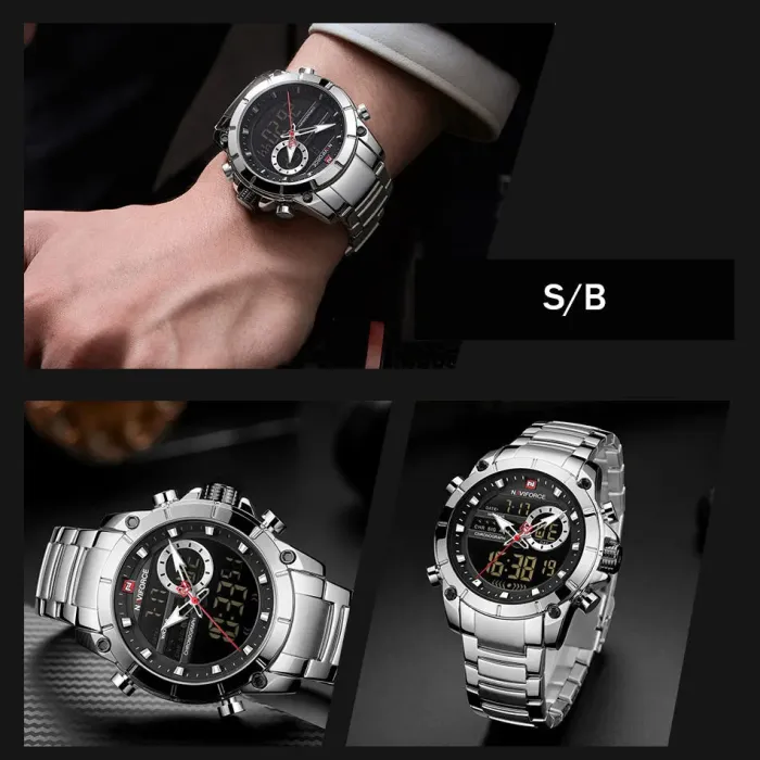 Чоловічий спортивний тактичний годинник Naviforce Jazz Silver - зображення 9