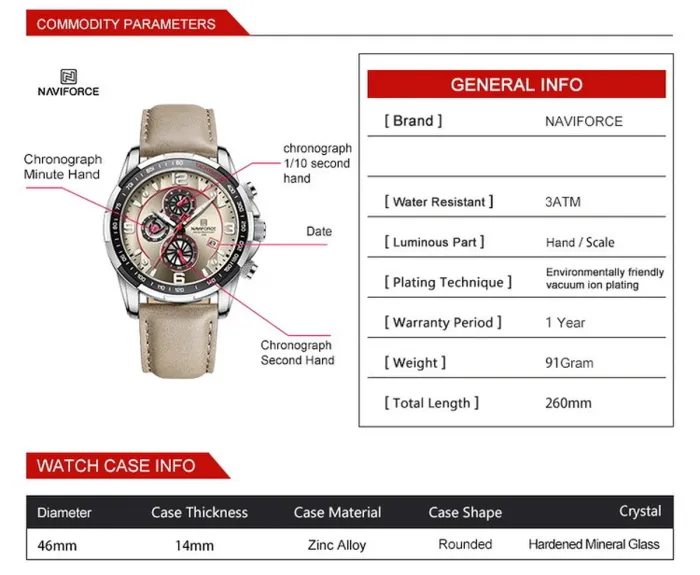 Чоловічий годинник Naviforce Peru - зображення 12