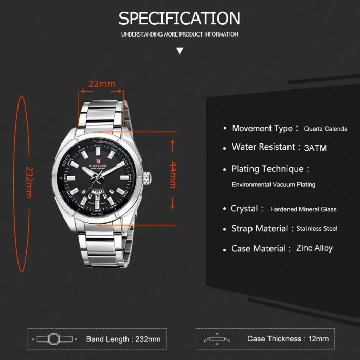 Чоловічий годинник Naviforce Rocket BlackDial - зображення 9