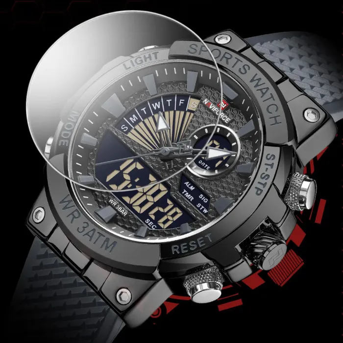 Чоловічий спортивний тактичний годинник Naviforce Set Box подарунковий набір, 2 ремінці - зображення 11