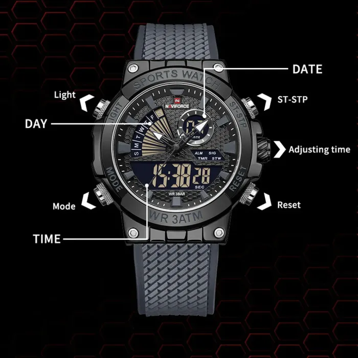 Чоловічий спортивний тактичний годинник Naviforce Set Box подарунковий набір, 2 ремінці - зображення 5