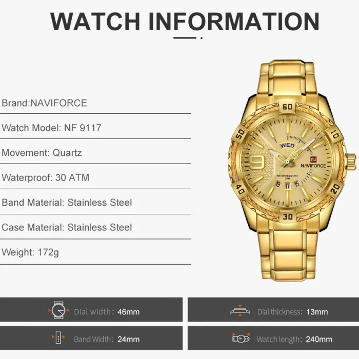 Чоловічий годинник Naviforce Yacht Gold - зображення 10