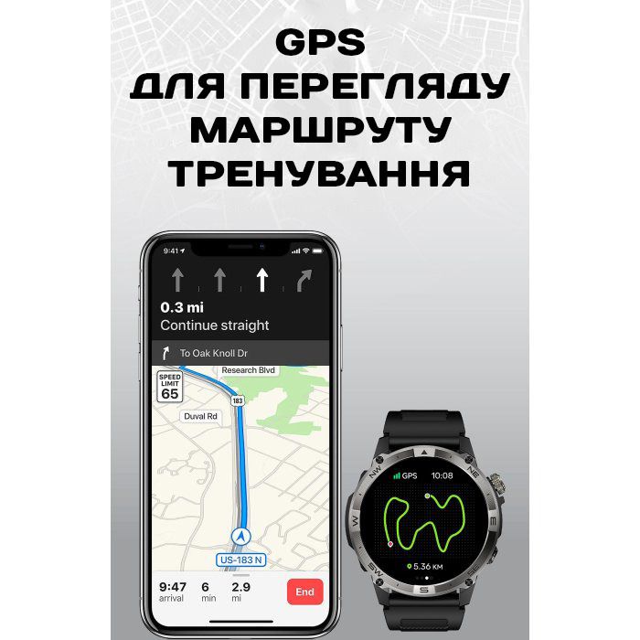 Розумний смарт годинник North Edge GPS Titan Black Spider з компасом - зображення 3