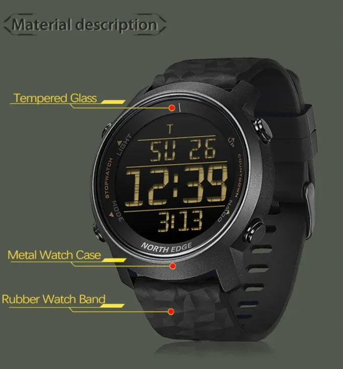 Чоловічий спортивний водостійкий тактичний годинник North Edge Aero - зображення 11