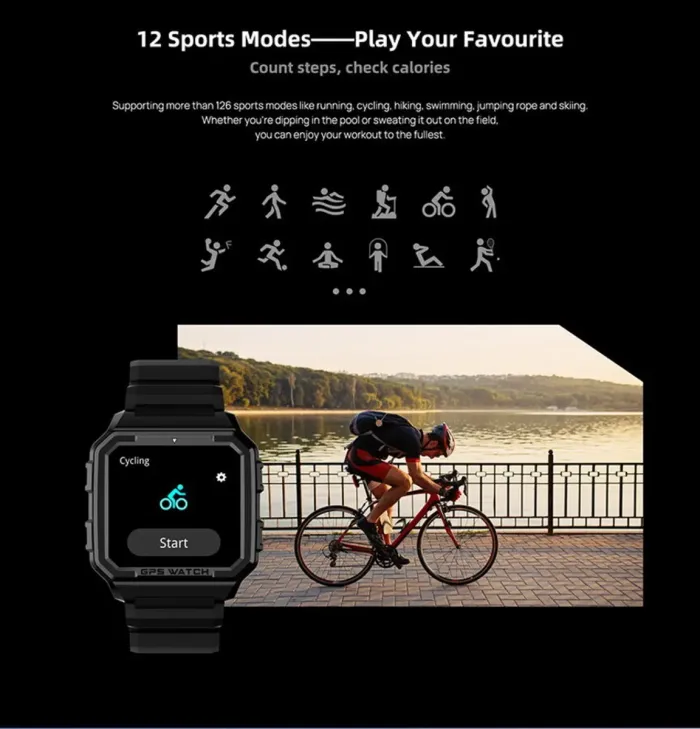 Розумний смарт годинник North Edge Alpha Pro Black з GPS - зображення 6
