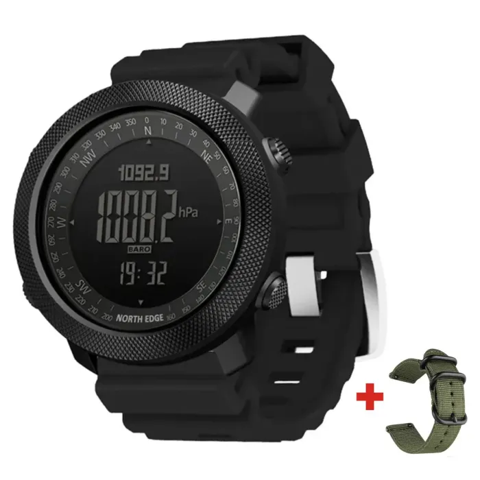 Чоловічий водостійкий спортивний тактичний з компасом годинник North Edge Apache Rubber 2 ремінці - зображення 1