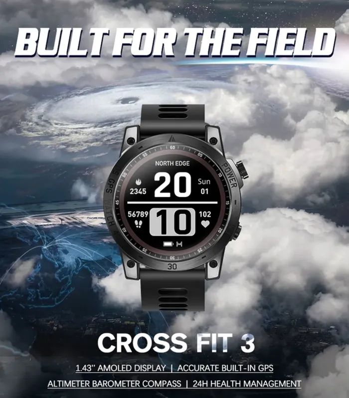 Розумний смарт годинник North Edge CrossFit GPS Black з компасом - зображення 4
