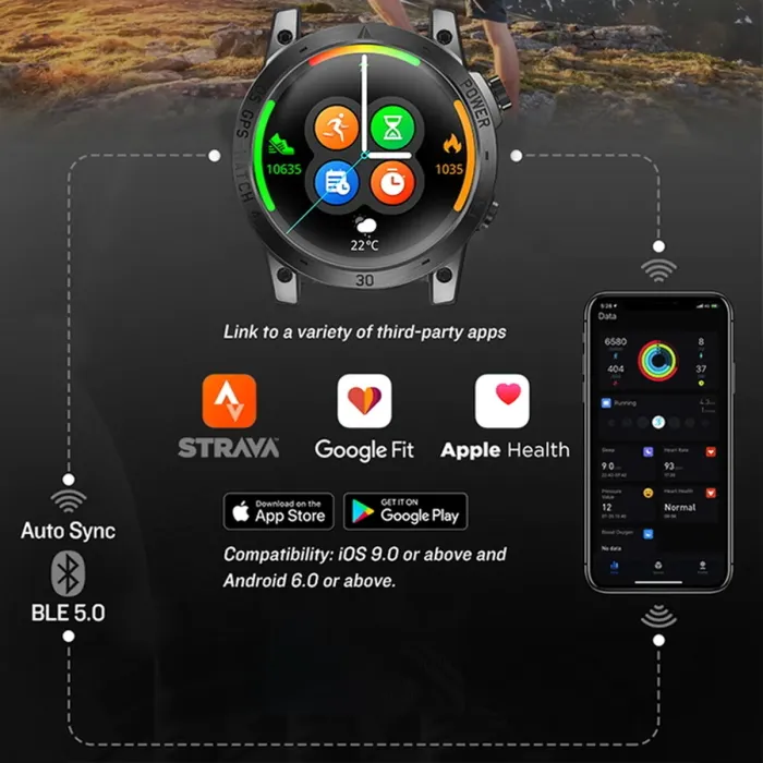Розумний смарт годинник North Edge CrossFit GPS Black з компасом - зображення 5