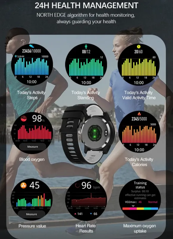 Розумний смарт годинник North Edge CrossFit GPS Black з компасом - зображення 7