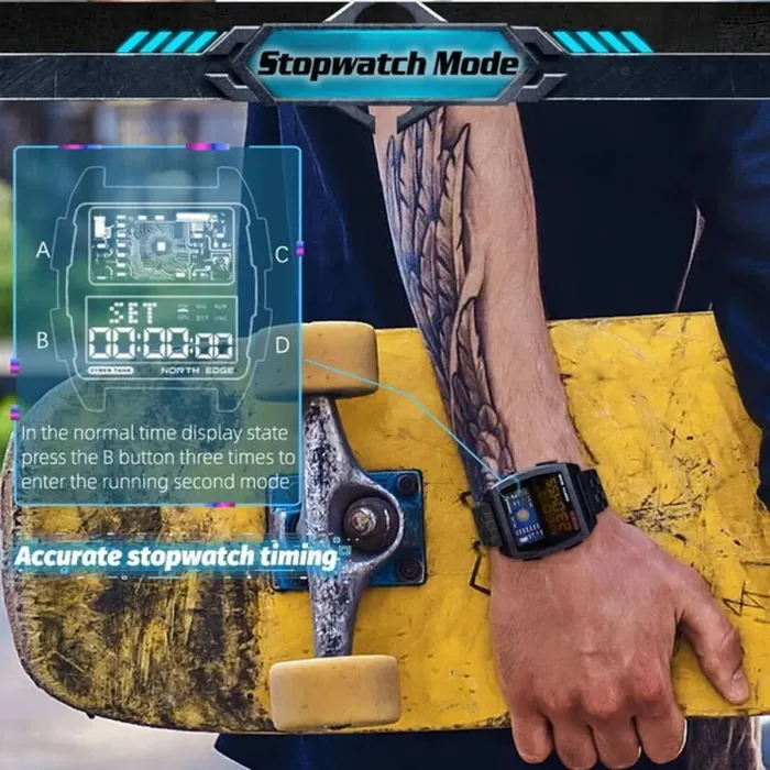 Чоловічий водостійкий спортивний тактичний годинник North Edge Cyber T 5BAR - зображення 6