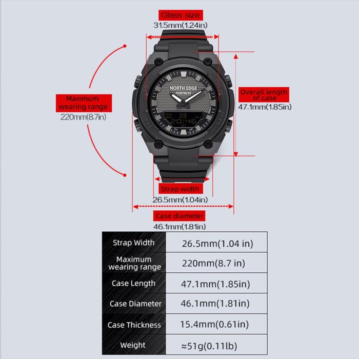 Чоловічий спортивний водостійкий тактичний годинник North Edge Fortess - зображення 7