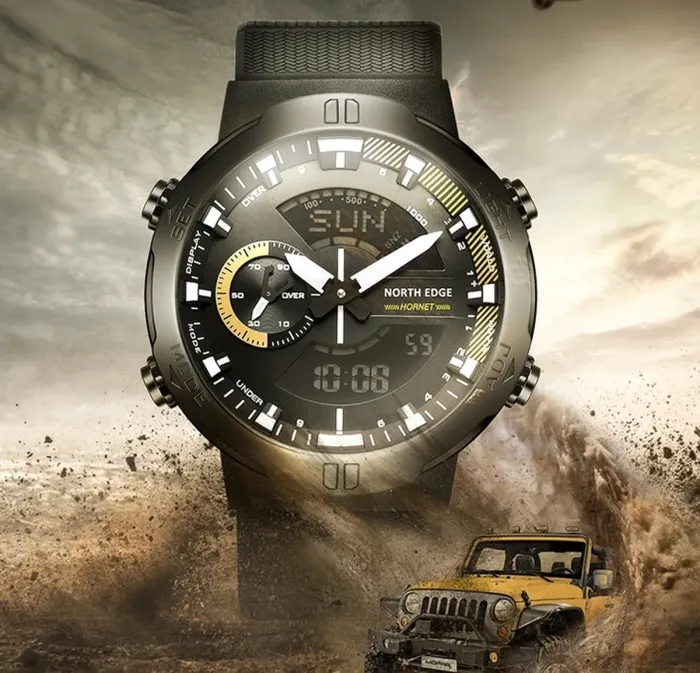 Чоловічий водостійкий спортивний тактичний годинник North Edge Hornet Iron Edition, 2 ремінці - изображение 3