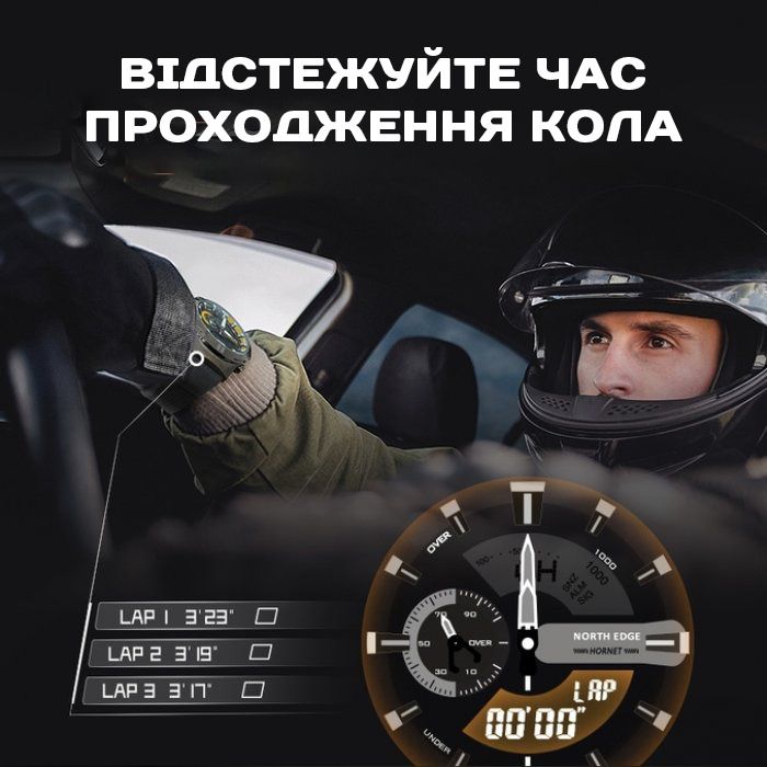 Чоловічий водостійкий спортивний тактичний годинник North Edge Hornet Brutal Blue, 2 ремінці - зображення 3