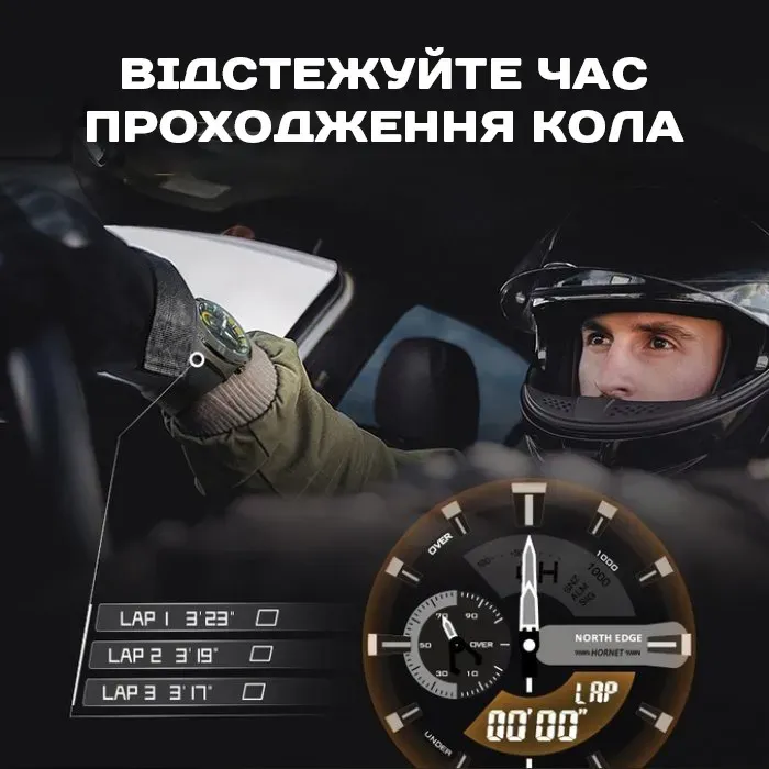 Чоловічий водостійкий спортивний тактичний годинник North Edge Hornet Brutal Blue, 2 ремінці - зображення 3