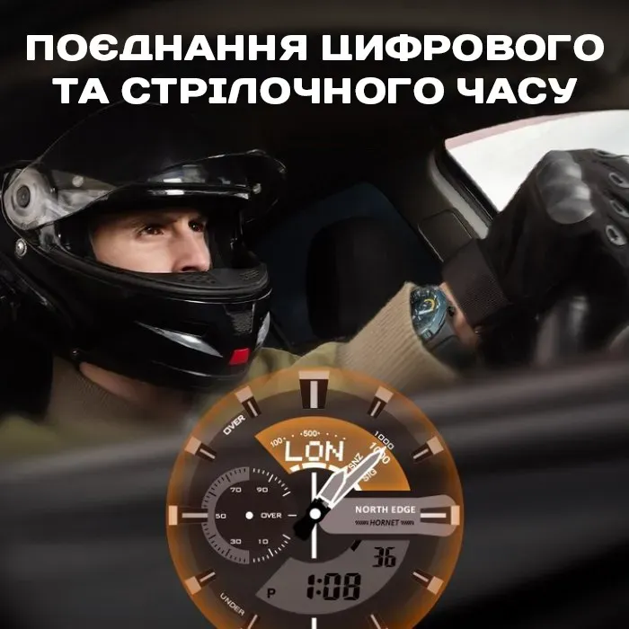 Чоловічий водостійкий спортивний тактичний годинник North Edge Hornet Iron Edition, 2 ремінці - зображення 5