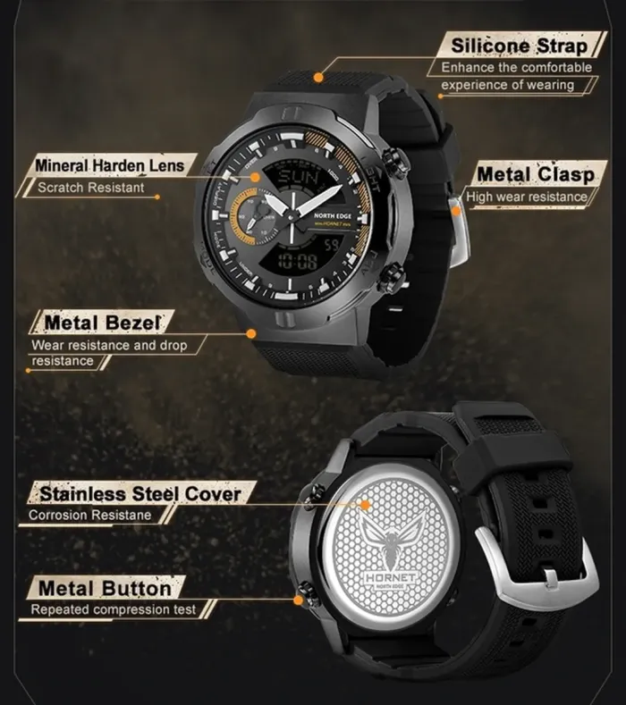 Чоловічий водостійкий спортивний тактичний годинник North Edge Hornet - зображення 7
