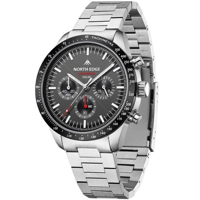 Чоловічий водостійкий спортивний тактичний годинник North Edge Long Wings з сонячною батареєю УЦІНКА - зображення 1