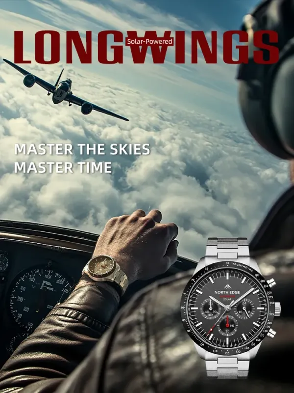 Чоловічий спортивний водостійкий тактичний годинник North Edge Long Wings 5 Bar - зображення 3