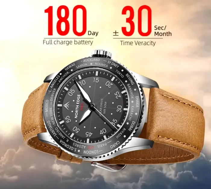 Чоловічий водостійкий тактичний годинник North Edge Mach Brown - зображення 3