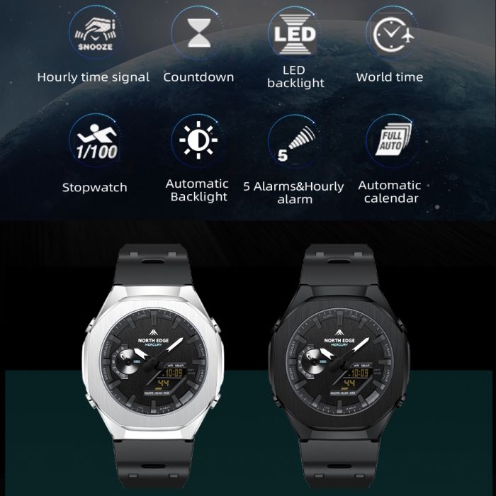 Чоловічий водостійкий спортивний тактичний годинник North Edge Mercury - зображення 6