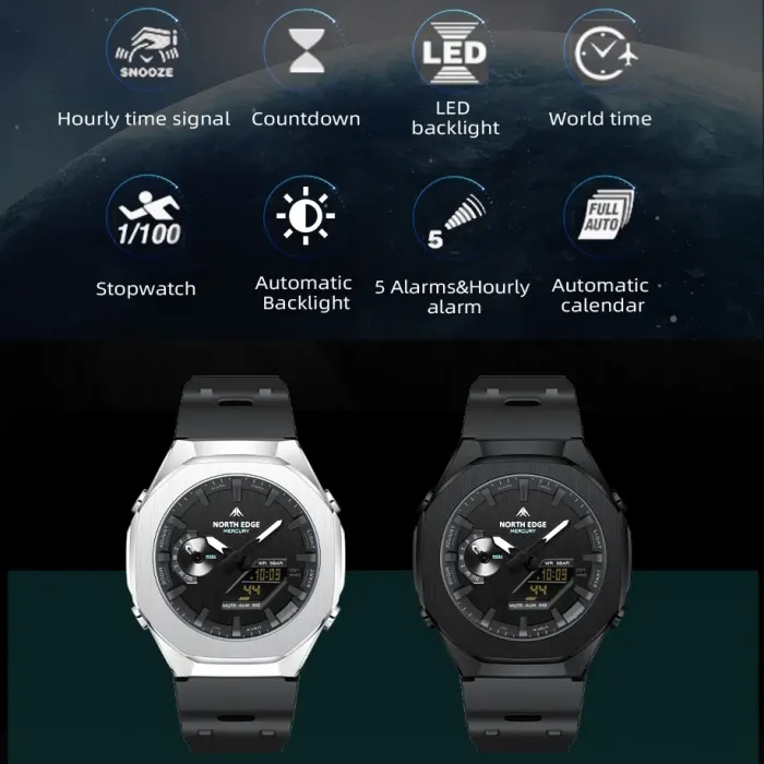 Чоловічий водостійкий спортивний тактичний годинник North Edge Mercury - зображення 6