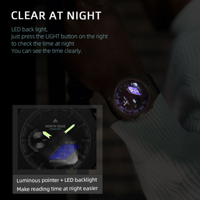Чоловічий водостійкий спортивний тактичний годинник North Edge Mercury - зображення 8