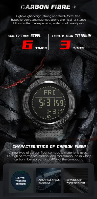 Чоловічий спортивний водостійкий тактичний з компасом годинник North Edge Nexus з компасом - зображення 9