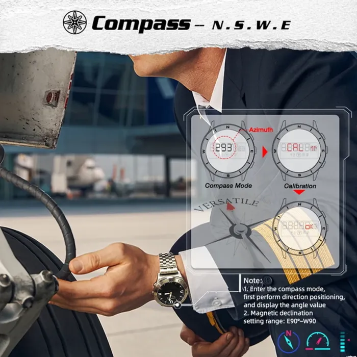 Чоловічий водостійкий спортивний тактичний з компасом годинник North Edge Snow Leopard - зображення 4