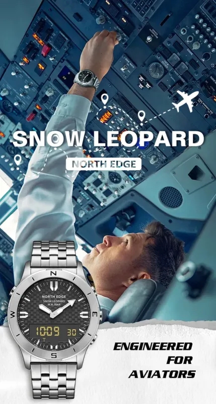 Чоловічий водостійкий спортивний тактичний з компасом годинник North Edge Snow Leopard - зображення 8