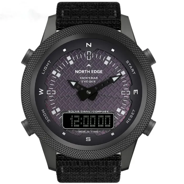 Чоловічий водостійкий спортивний тактичний з компасом годинник North Edge Solar Compass - зображення 1