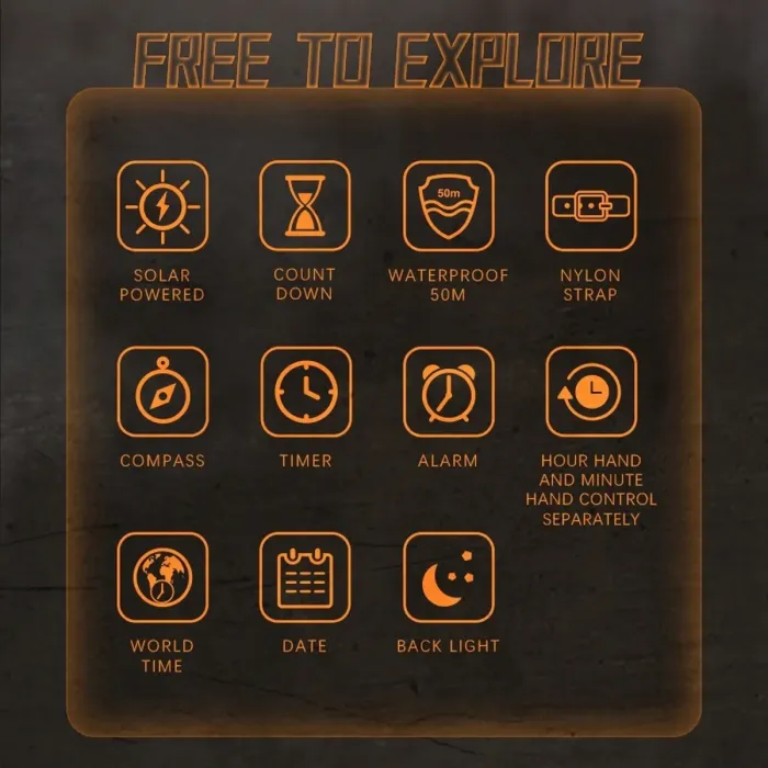 Чоловічий водостійкий спортивний тактичний з компасом годинник North Edge Solar Compass - зображення 8