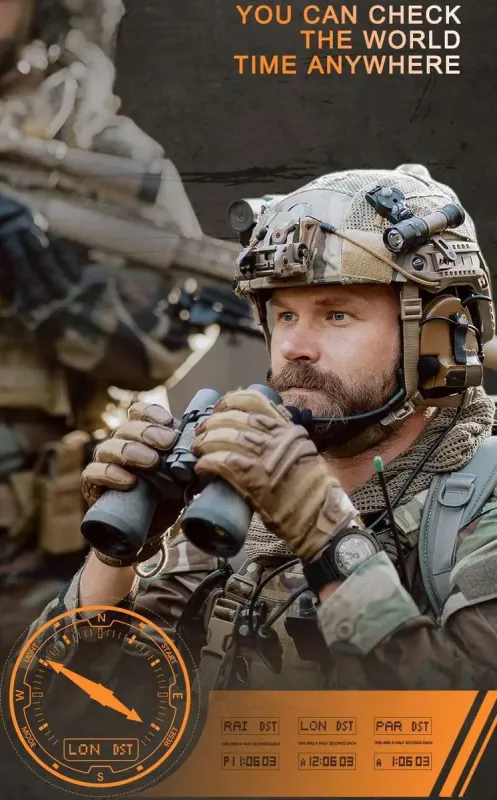 Чоловічий водостійкий спортивний тактичний з компасом годинник North Edge Solar Compass - зображення 6