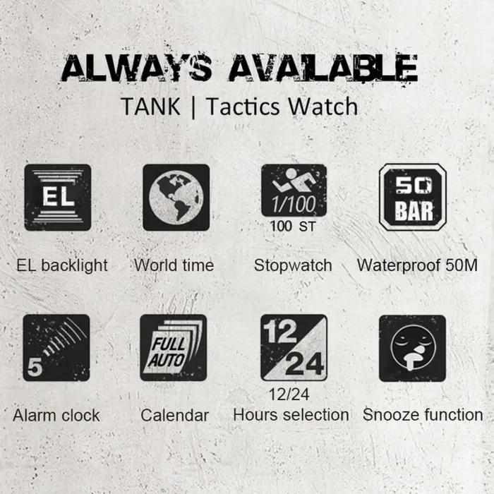 Чоловічий спортивний водостійкий тактичний годинник North Edge Tank 5BAR - зображення 10